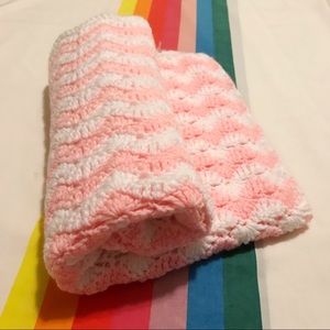 Crochet Pink and White Baby Blanket